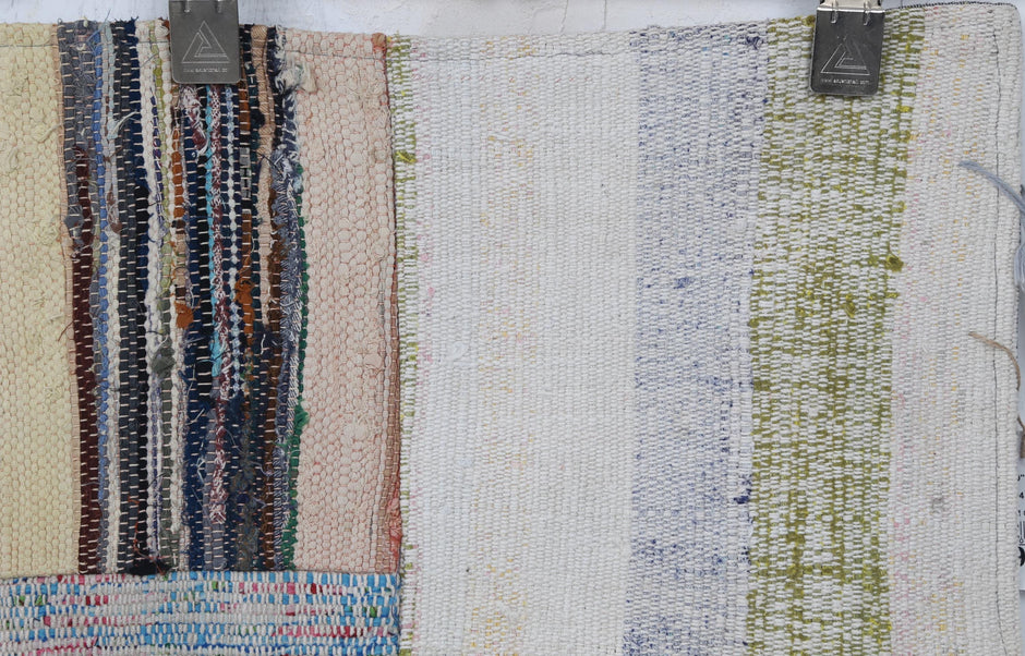 3x10 Vintage Turkish Patchwork Kilim Rug, Beige Cotton Wool Runner, Long Handwoven Hallway Rug