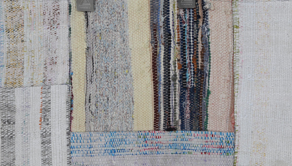 3x10 Vintage Turkish Patchwork Kilim Rug, Beige Cotton Wool Runner, Long Handwoven Hallway Rug
