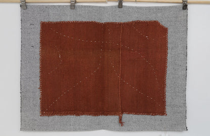 3x4 Vintage Turkish Tapestry Rug, Rust Brown Hemp Wool Wall Hanging, Minimalist Textile Wall Art