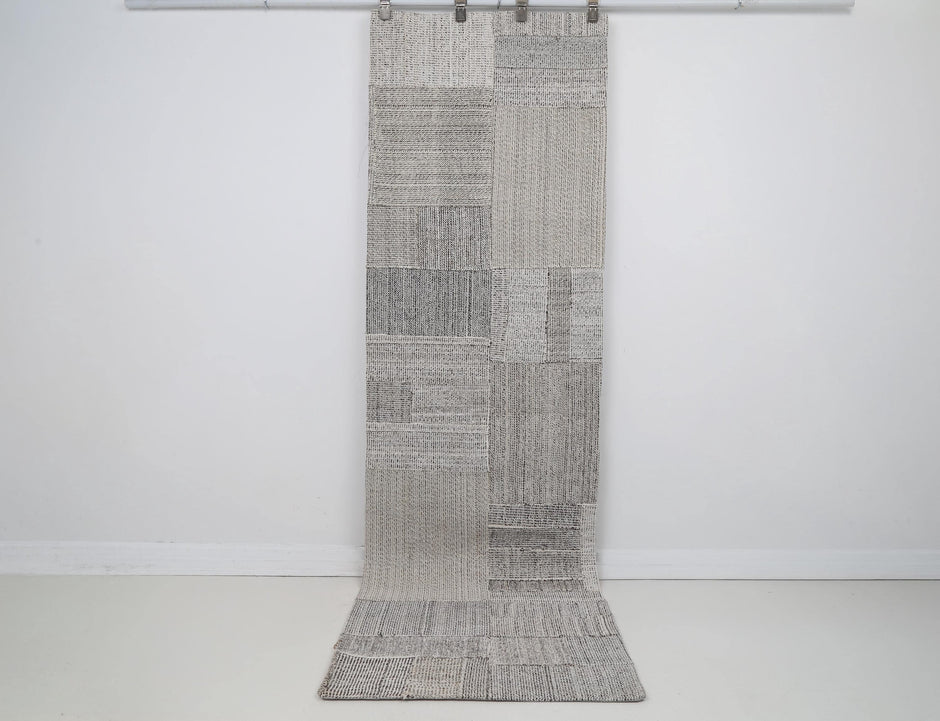 3x8 Vintage Turkish Flatweave Rug, Wool Patchwork Runner Rug, Handwoven Kilim Runner, Rustic Hallway Rug
