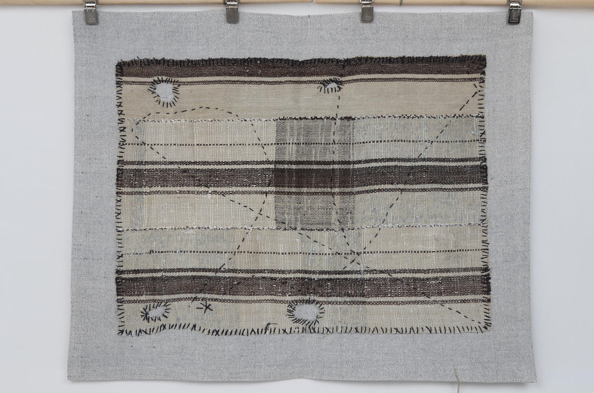 3x4 Vintage Turkish Tapestry Rug, Wool Textile Wall Hanging, Handmade Woven Wall Art