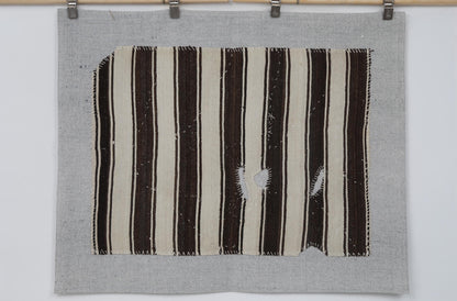 3x4 Vintage Turkish Tapestry Rug, Beige Brown Wool Wall Hanging, Handwoven Textile Wall Art