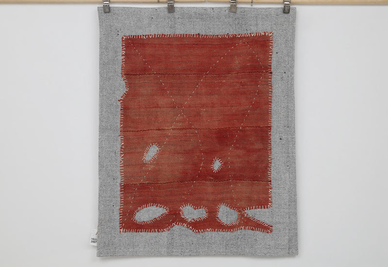 Vintage Turkish Tapestry Rug, Orange Solid Wall Hanging (3'4" x 4'2")