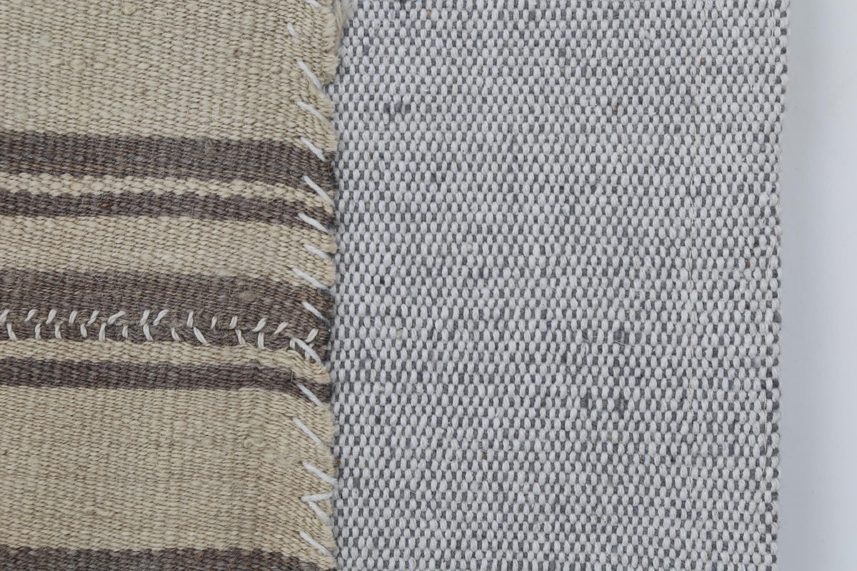 3x4 Vintage Turkish Tapestry Rug, Beige Brown Wool Wall Hanging, Striped Textile Wall Art