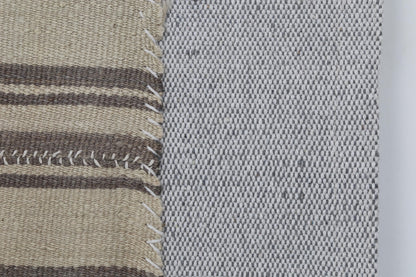3x4 Vintage Turkish Tapestry Rug, Beige Brown Wool Wall Hanging, Striped Textile Wall Art