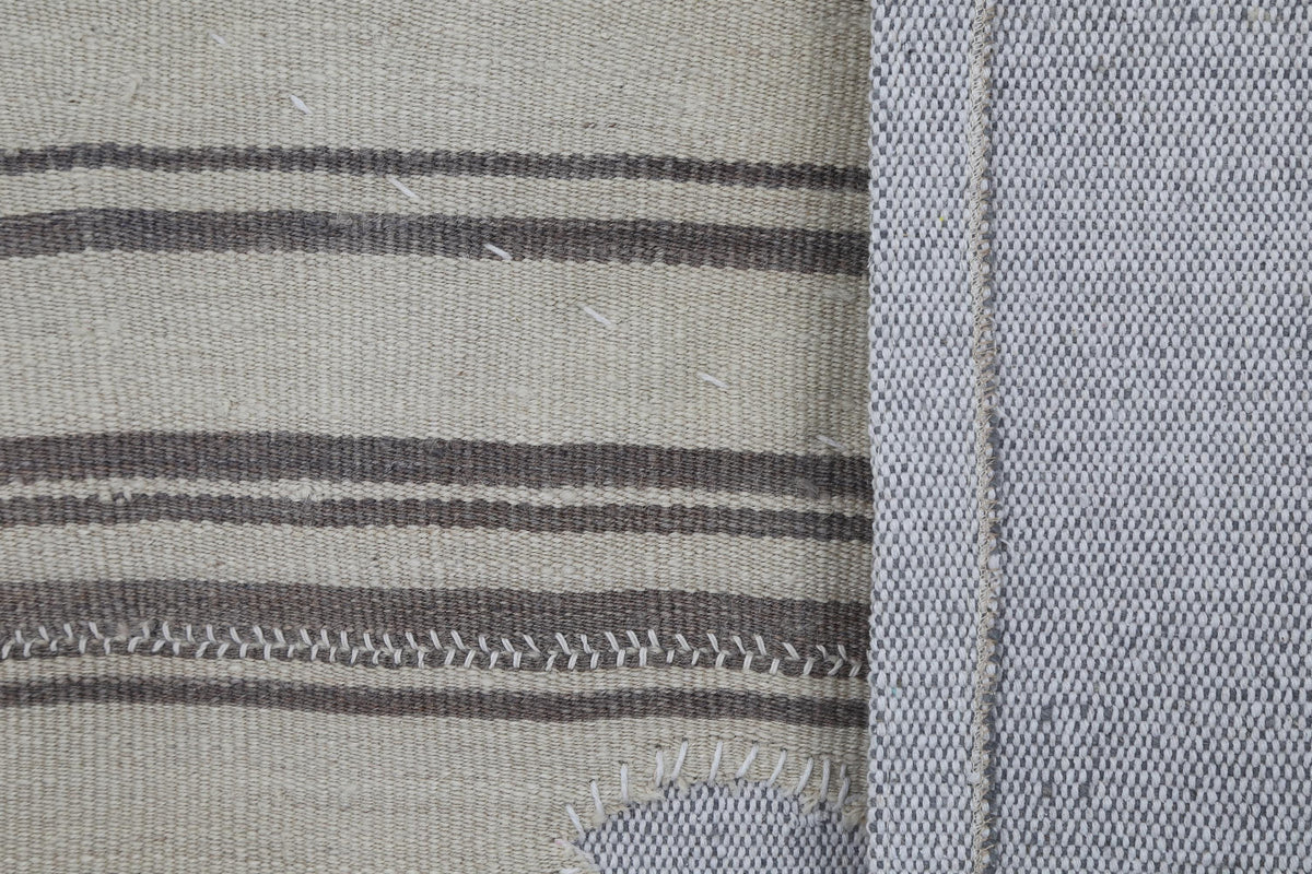 3x4 Vintage Turkish Tapestry Rug, Beige Brown Wool Wall Hanging, Striped Textile Wall Art