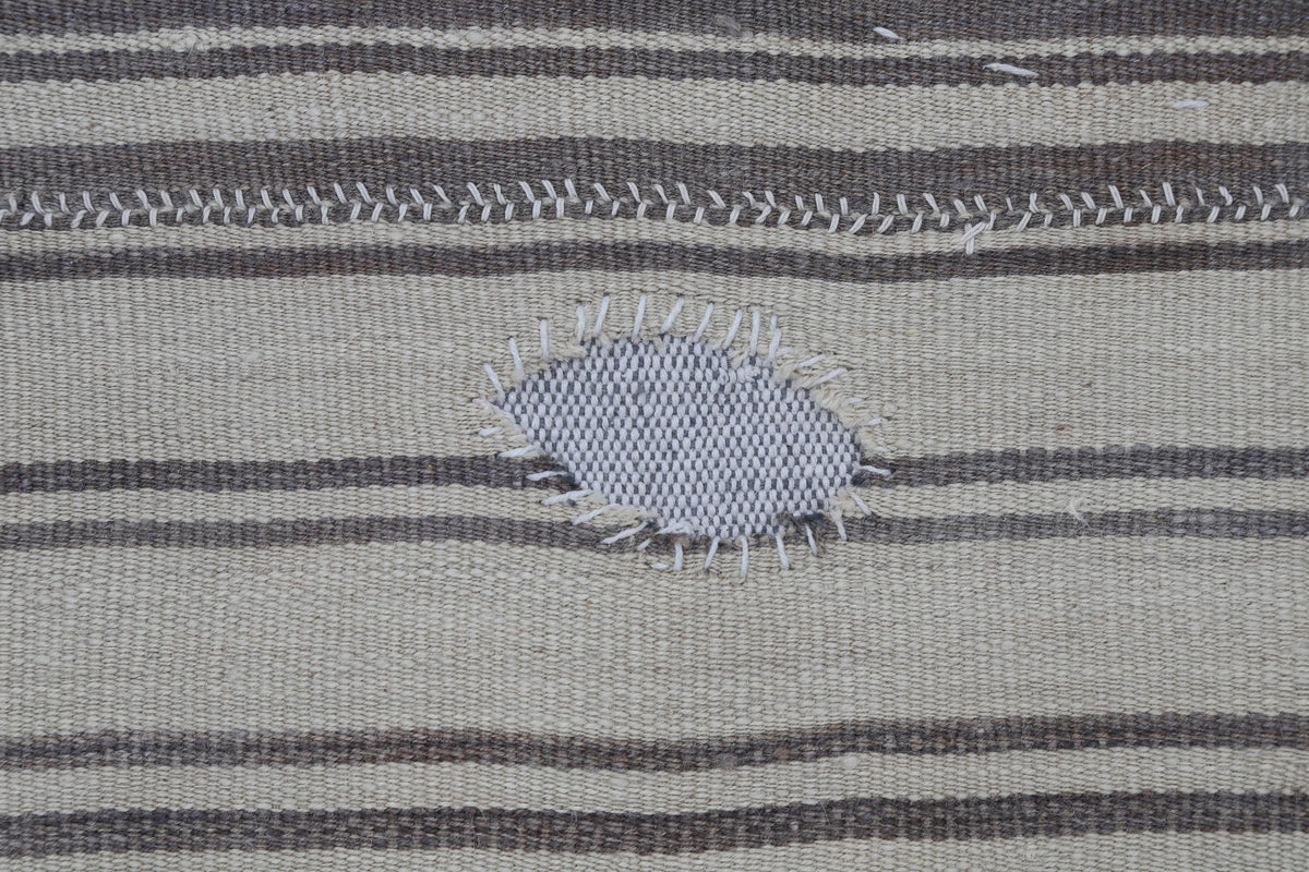 3x4 Vintage Turkish Tapestry Rug, Beige Brown Wool Wall Hanging, Striped Textile Wall Art