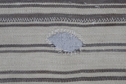 3x4 Vintage Turkish Tapestry Rug, Beige Brown Wool Wall Hanging, Striped Textile Wall Art