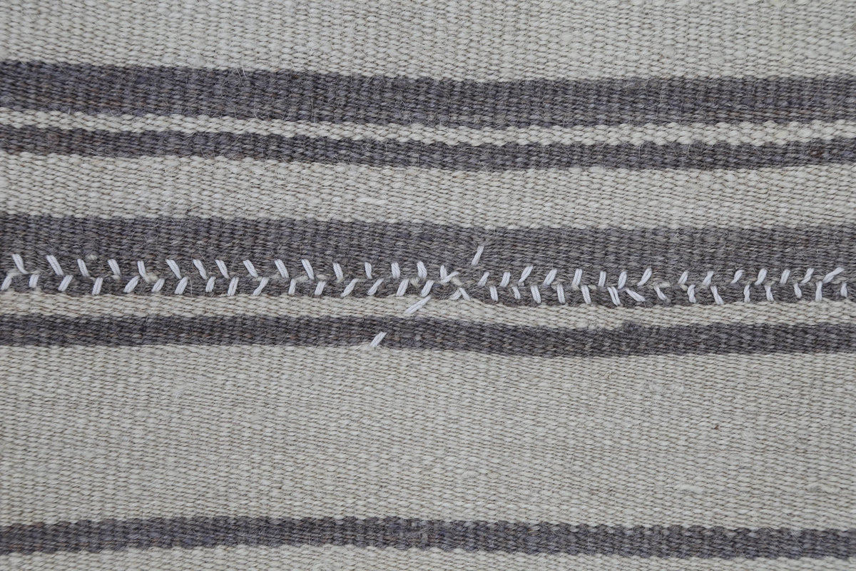 3x4 Vintage Turkish Tapestry Rug, Beige Brown Wool Wall Hanging, Striped Textile Wall Art