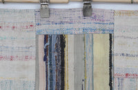 3x10 Vintage Turkish Patchwork Kilim Rug, Beige Cotton Wool Runner, Long Handwoven Hallway Rug