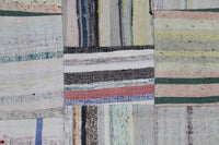 3x10 Vintage Turkish Patchwork Kilim Rug, Beige Cotton Wool Runner, Long Handwoven Hallway Rug