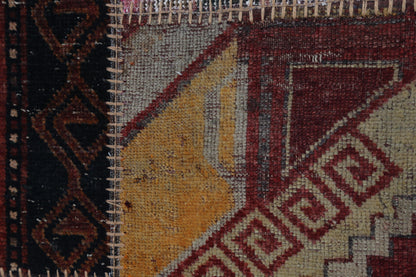 2x9 Vintage Turkish Patchwork Runner Rug, Wool Cotton Kilim Runner, Handcrafted Long Narrow Rug, Rustic Hallway Rug
