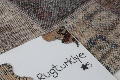 2x9 Vintage Turkish Patchwork Runner Rug, Wool Cotton Long Narrow Rug, Vintage Hallway Runner, Turkish Carpet