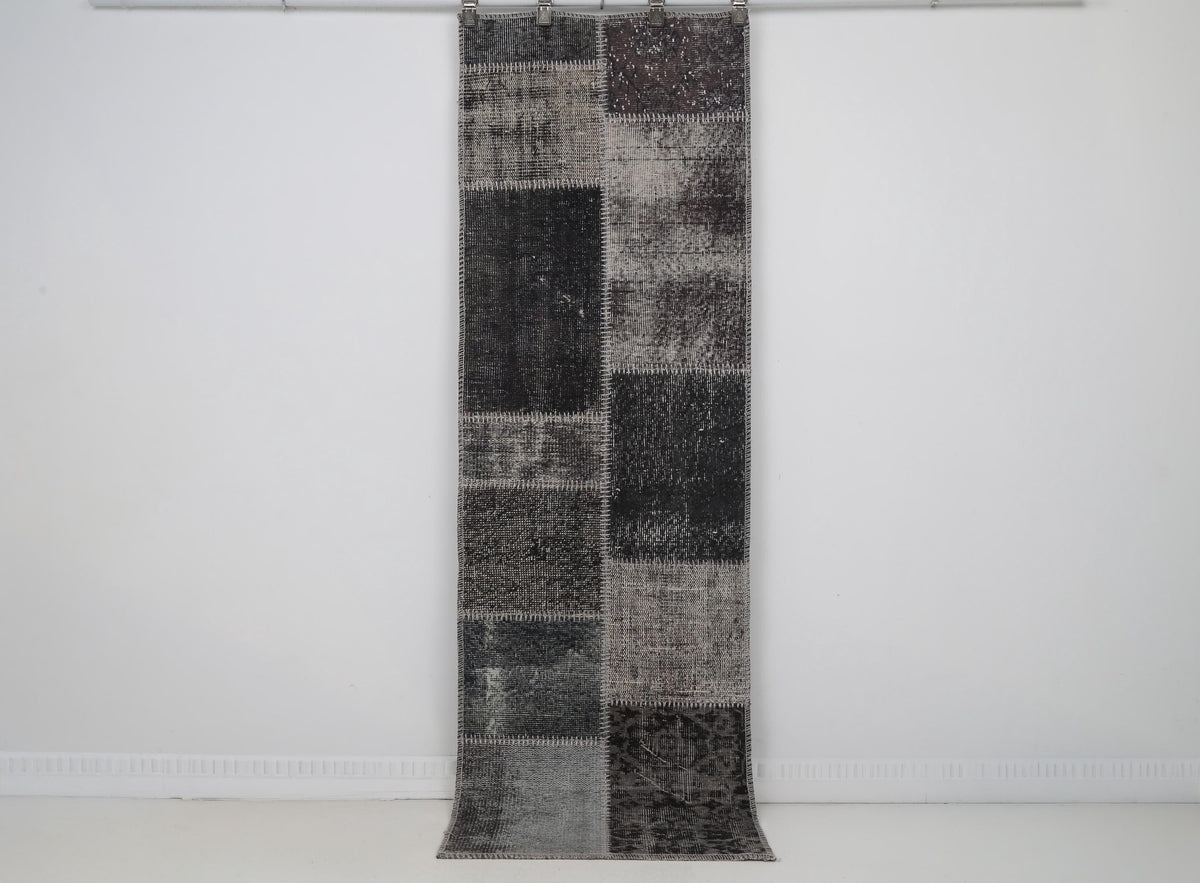 2x7 Vintage Turkish Patchwork Runner Rug, Wool Cotton Hallway Rug, Handmade Vintage Carpet, Narrow Turkish Runner