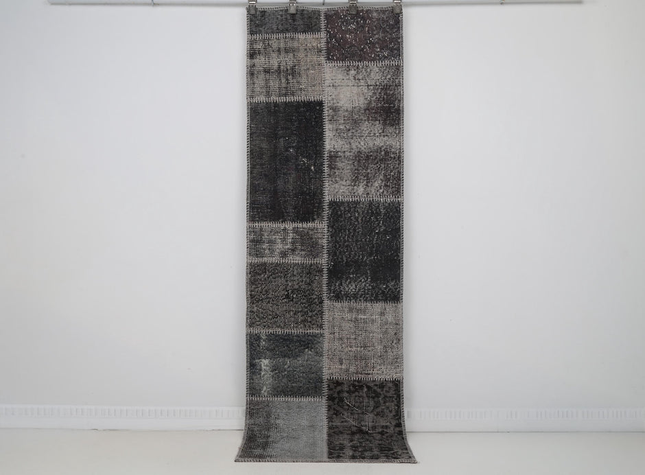 2x7 Vintage Turkish Patchwork Runner Rug, Wool Cotton Hallway Rug, Handmade Vintage Carpet, Narrow Turkish Runner