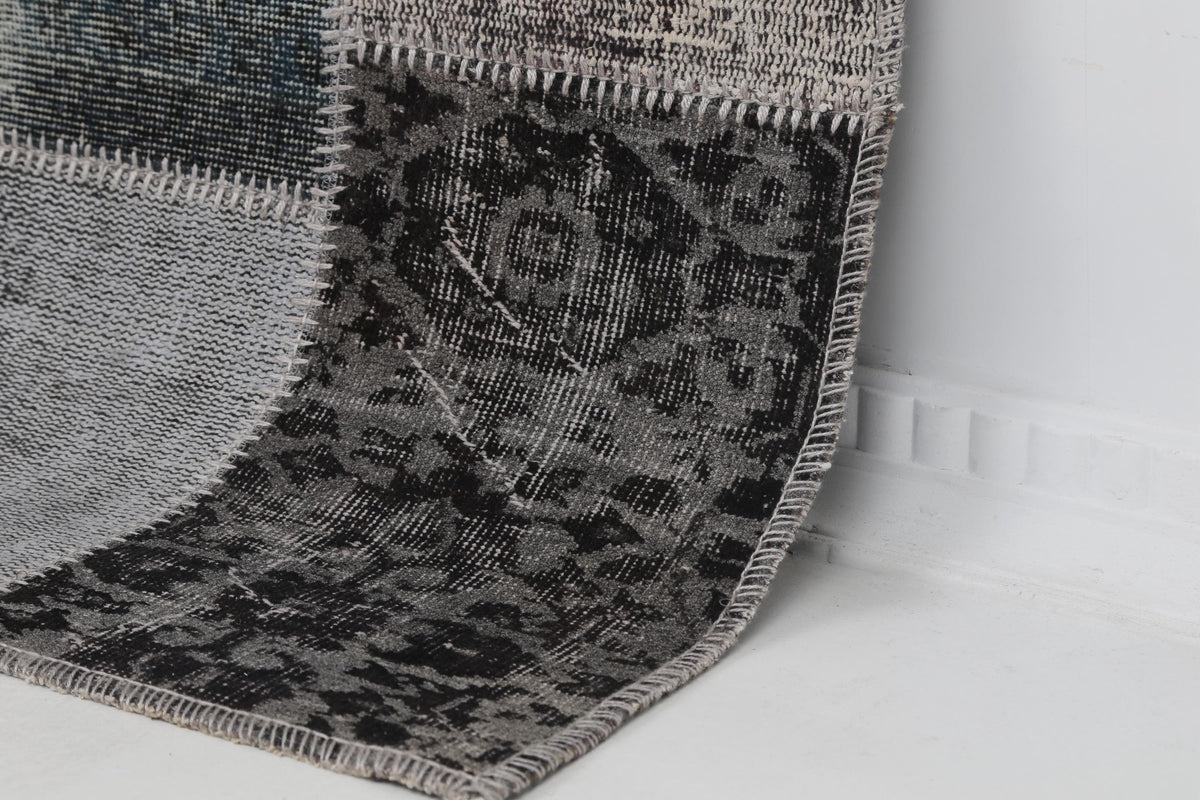 2x7 Vintage Turkish Patchwork Runner Rug, Wool Cotton Hallway Rug, Handmade Vintage Carpet, Narrow Turkish Runner