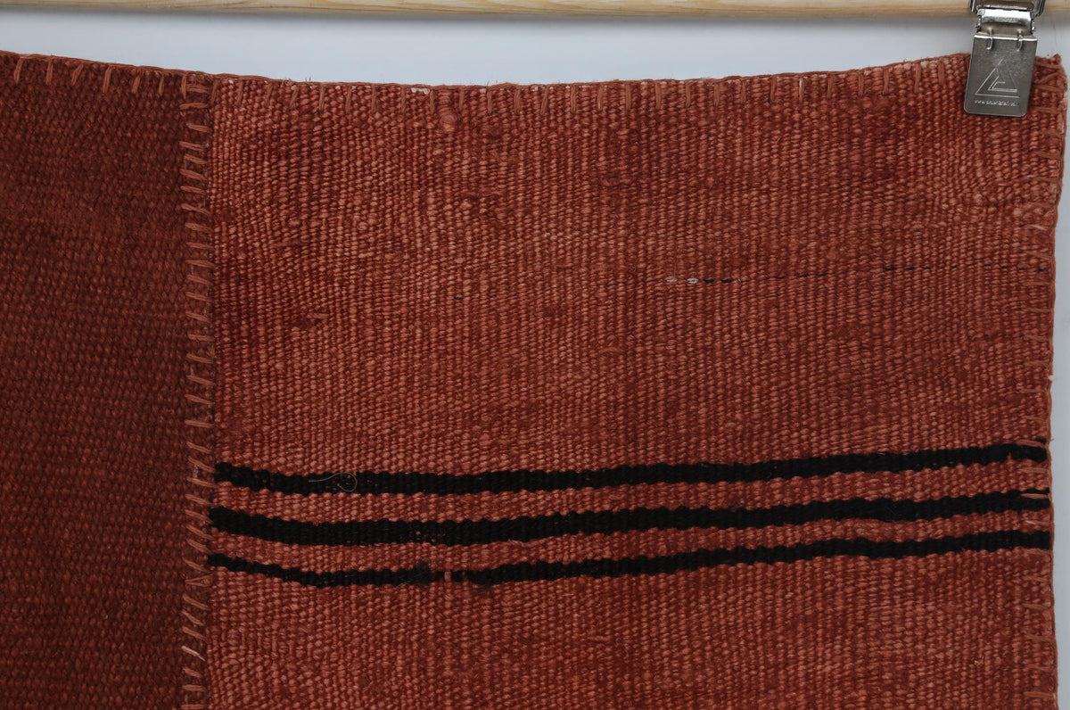 6x7 Vintage Turkish Hemp Patchwork Rug, Orange Kilim Rug, Handwoven Rustic Area Rug, One of a Kind Textile