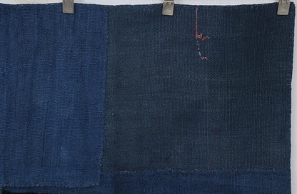 7x10 Vintage Turkish Hemp Patchwork Rug, Blue Hemp Rug, Handwoven Kilim, Rustic Large Area Rug