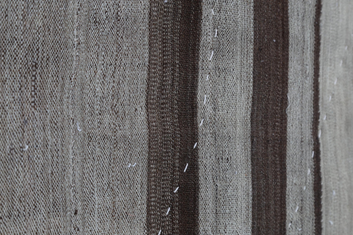 3x4 Vintage Turkish Tapestry Rug, Brown Beige Striped Wool Wall Hanging, Neutral Textile Wall Art