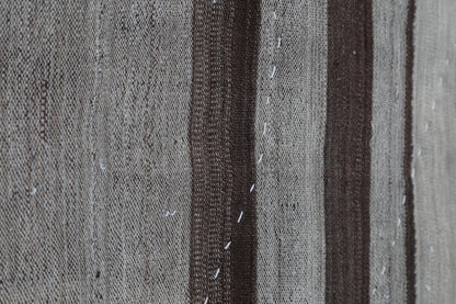 3x4 Vintage Turkish Tapestry Rug, Brown Beige Striped Wool Wall Hanging, Neutral Textile Wall Art