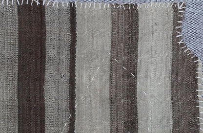 3x4 Vintage Turkish Tapestry Rug, Brown Beige Striped Wool Wall Hanging, Neutral Textile Wall Art