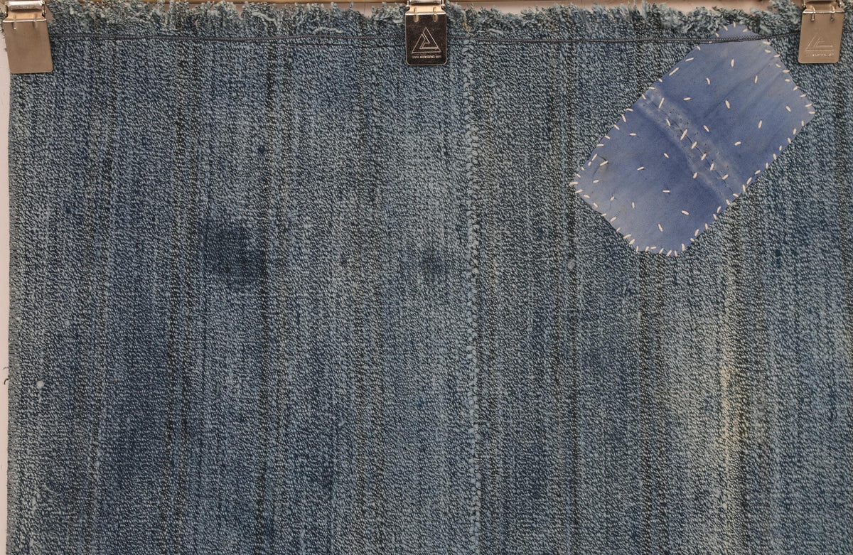 5x6 Vintage Turkish Flatweave Rug, Blue Handwoven Kilim, Vintage Wool Cotton Rug, Minimalist Area Rug