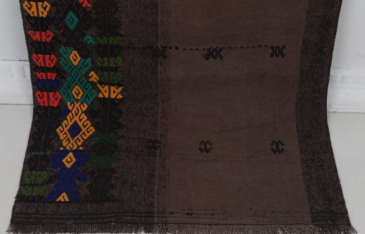 2x7 Vintage Turkish Hemp Runner Rug, Handmade Wool Hemp Kilim, Narrow Hallway Rug, Vintage Anatolian Textile