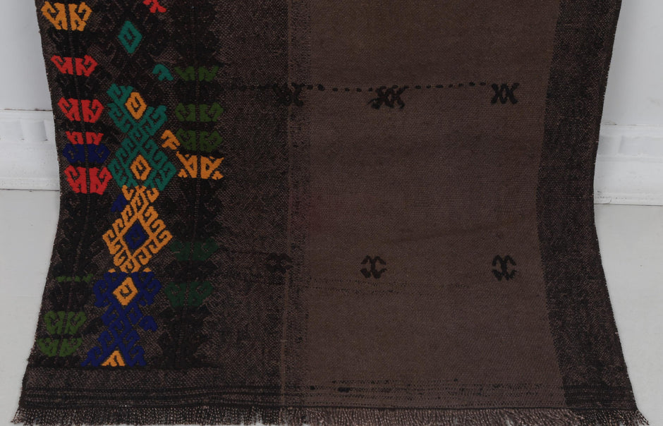 2x7 Vintage Turkish Hemp Runner Rug, Handmade Wool Hemp Kilim, Narrow Hallway Rug, Vintage Anatolian Textile