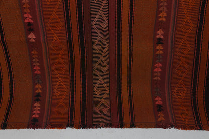 5x6 Vintage Turkish Kilim Rug, Striped Handwoven Wool Cotton Rug, Rustic Anatolian Flatweave Area Rug