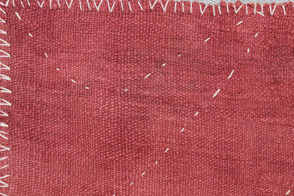 3x4 Pink Hemp Tapestry Rug, Vintage Turkish Textile Wall Art, Hand Stitched Wool Wall Hanging, Rustic Fiber Art