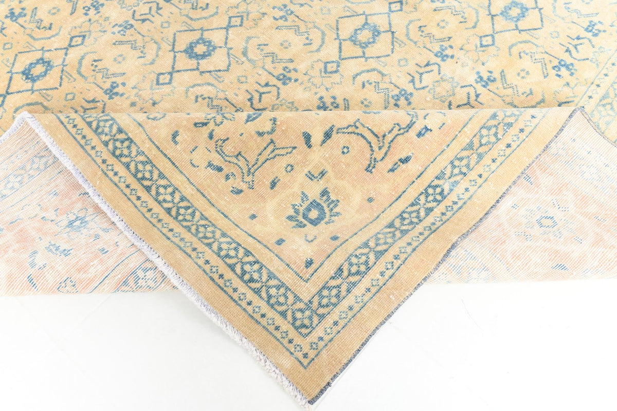 10x13 Vintage Turkish Rug, Beige Blue Floral Rug, Handwoven Wool Rug, Large Vintage Area Rug