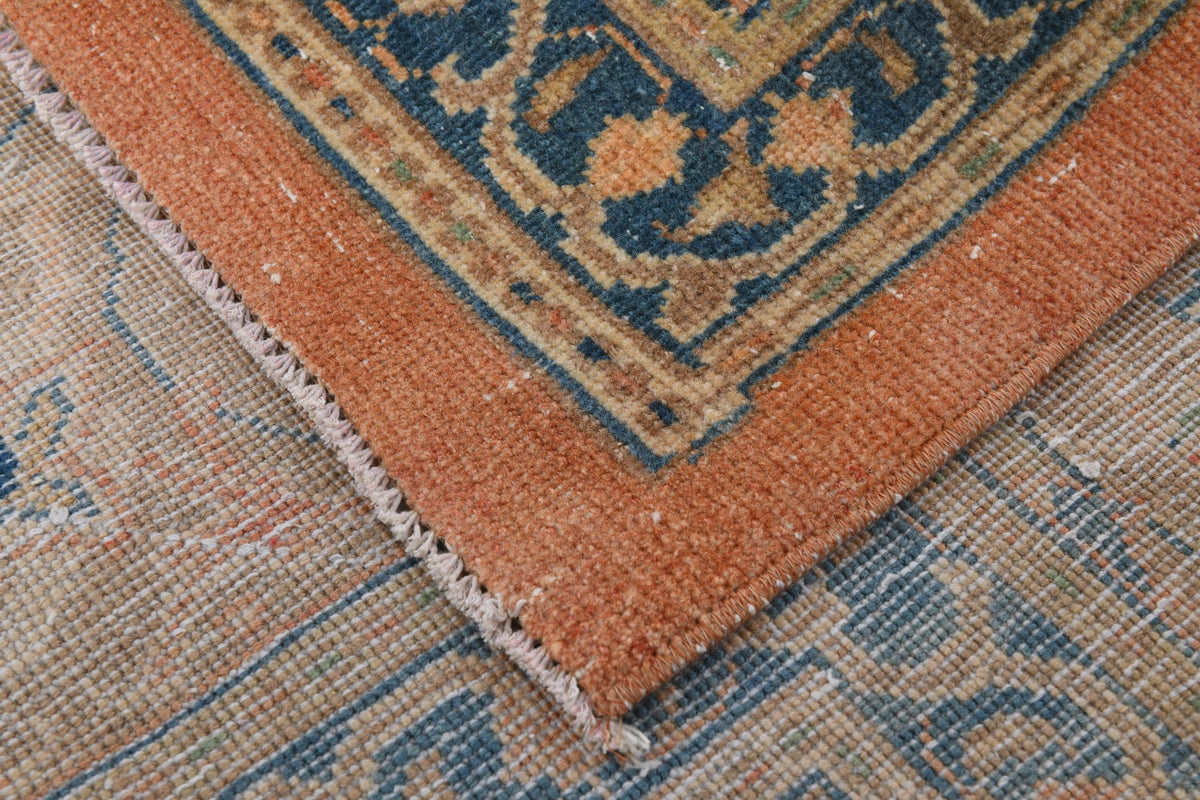 10x13 Vintage Turkish Rug, Terracotta Floral Rug, Sand Beige Wool Rug, Large Vintage Area Rug