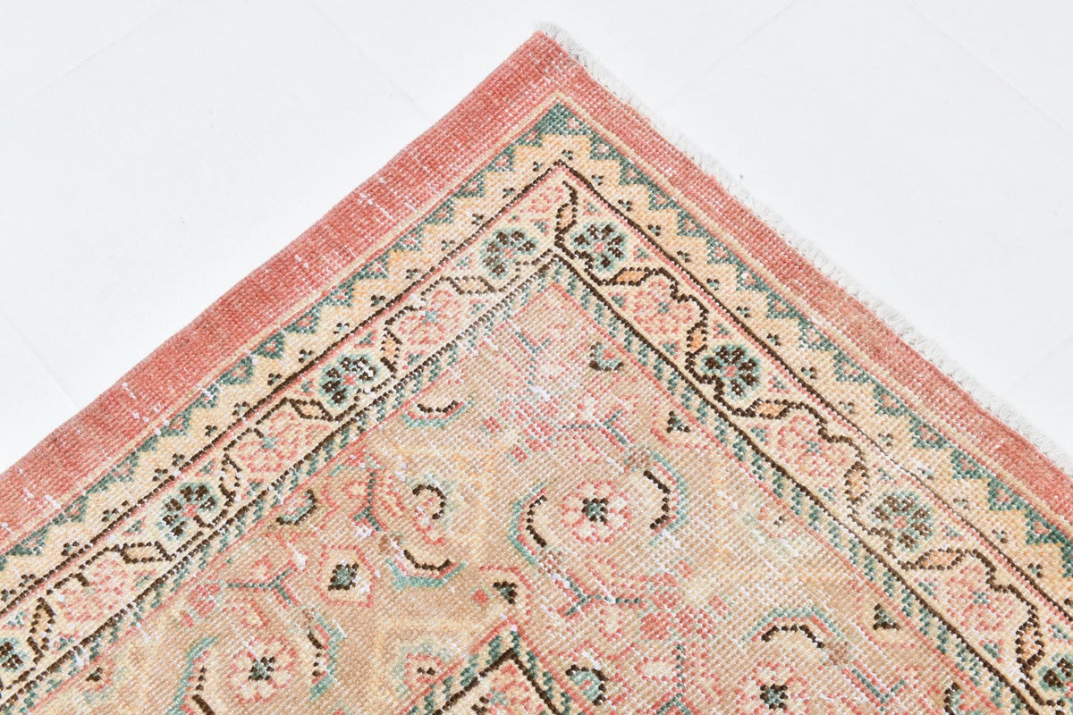 9x13 Vintage Turkish Rug, Dusty Rose Silverwash Rug, Soft Ivory Wool Rug, Large Vintage Area Rug