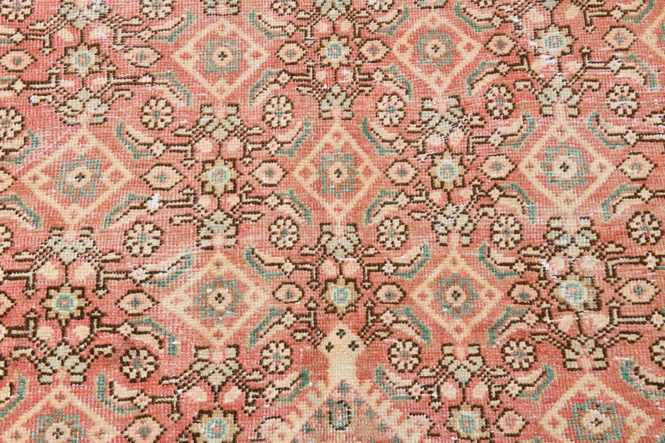 9x13 Vintage Turkish Rug, Dusty Rose Silverwash Rug, Soft Ivory Wool Rug, Large Vintage Area Rug