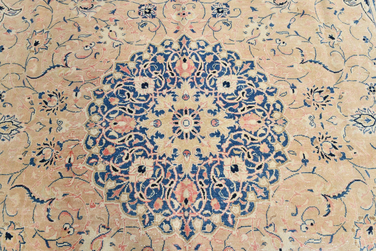 10x13 Vintage Turkish Rug, Antique Beige Floral Rug, Faded Rose Silverwash Rug, Large Vintage Wool Area Rug