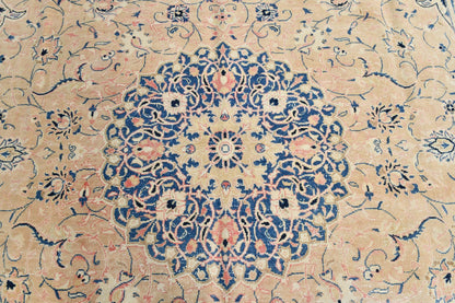 10x13 Vintage Turkish Rug, Antique Beige Floral Rug, Faded Rose Silverwash Rug, Large Vintage Wool Area Rug