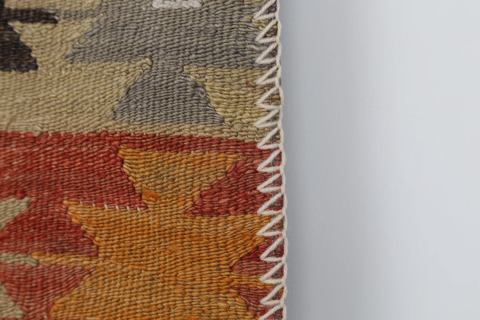 2x3 Vintage Turkish Patchwork Tapestry Rug, Handwoven Kilim Textile Wall Hanging, One of a Kind Wall Art
