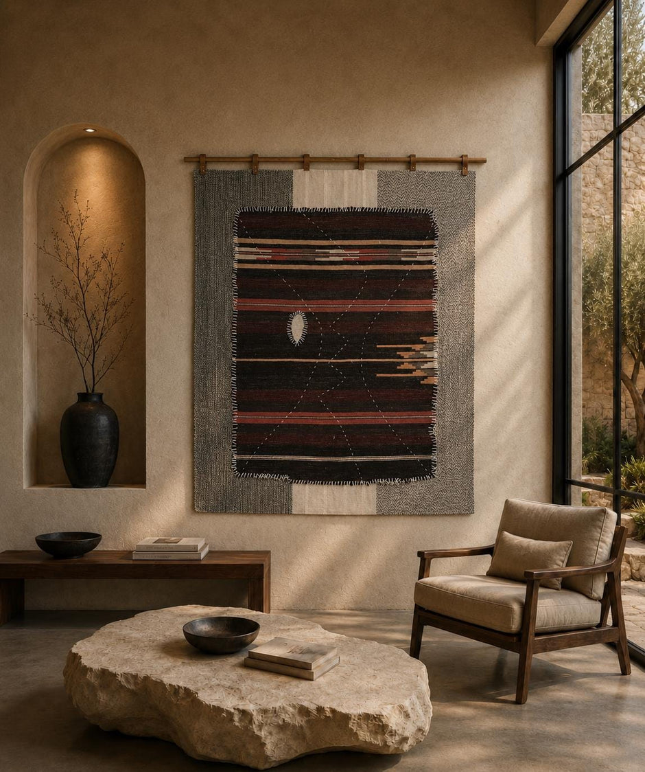 3x4 Vintage Turkish Tapestry Rug, Handwoven Wool Kilim Wall Hanging, Textile Wall Art, Wabi Sabi Decor