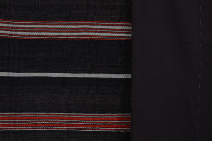 5x7 Vintage Turkish Kilim Rug, Black Red Striped Kilim, Handwoven Wool Cotton Rug, Vintage Flatweave Area Rug