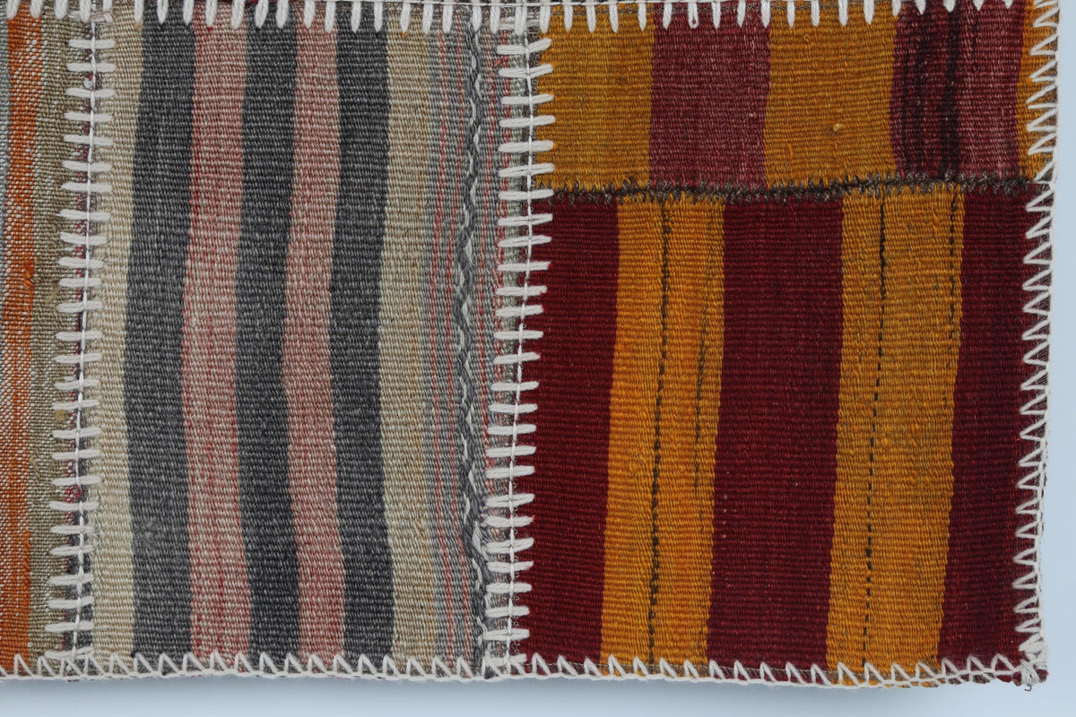 2x3 Vintage Turkish Tapestry Rug, Wool Patchwork Kilim Wall Hanging, Woven Textile Wall Art