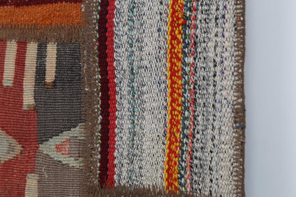 2x3 Vintage Turkish Tapestry Rug, Wool Patchwork Kilim Wall Hanging, Woven Textile Wall Art
