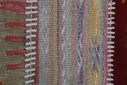 2x3 Vintage Turkish Tapestry Rug, Wool Patchwork Kilim Wall Hanging, Woven Textile Wall Art