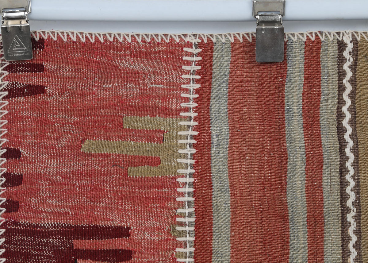 2x3 Vintage Turkish Tapestry Rug, Wool Patchwork Kilim Wall Hanging, Geometric Woven Textile Art