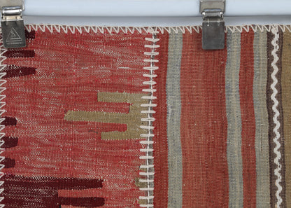 2x3 Vintage Turkish Tapestry Rug, Wool Patchwork Kilim Wall Hanging, Geometric Woven Textile Art