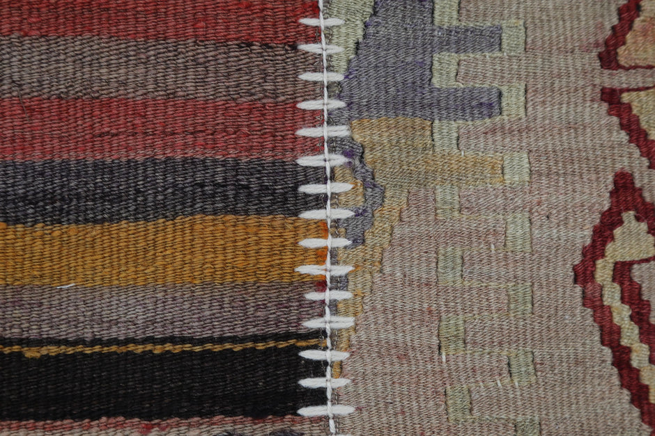 2x3 Vintage Turkish Tapestry Rug, Wool Patchwork Kilim Wall Hanging, Striped Geometric Textile Art