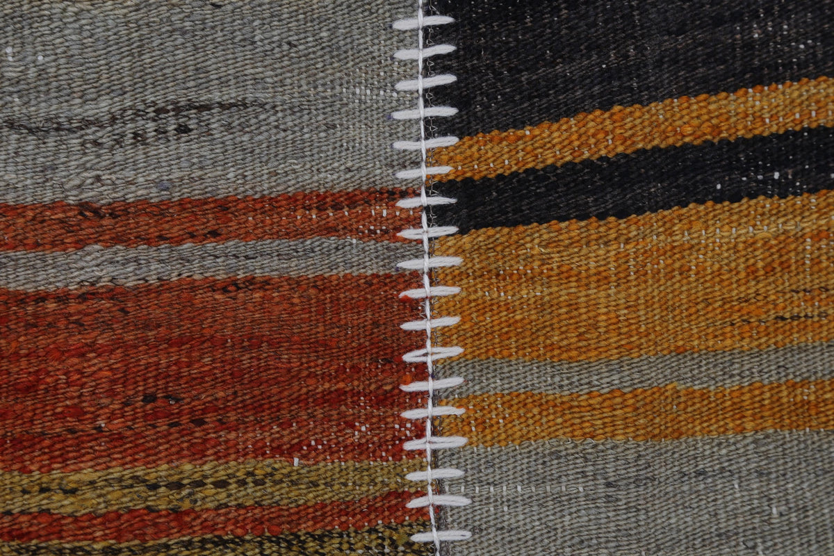 2x3 Vintage Turkish Tapestry Rug, Wool Patchwork Kilim Wall Hanging, Earthy Striped Textile Wall Art