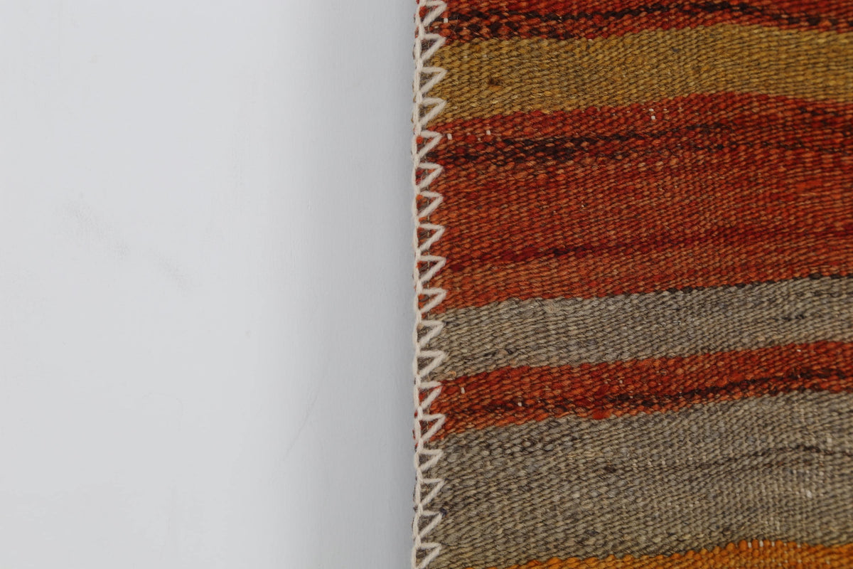 2x3 Vintage Turkish Tapestry Rug, Wool Patchwork Kilim Wall Hanging, Earthy Striped Textile Wall Art