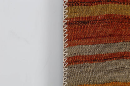 2x3 Vintage Turkish Tapestry Rug, Wool Patchwork Kilim Wall Hanging, Earthy Striped Textile Wall Art
