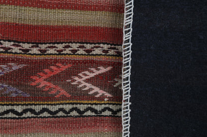 2x3 Vintage Turkish Tapestry Rug, Wool Patchwork Kilim Wall Hanging, Earthy Geometric Textile Wall Art