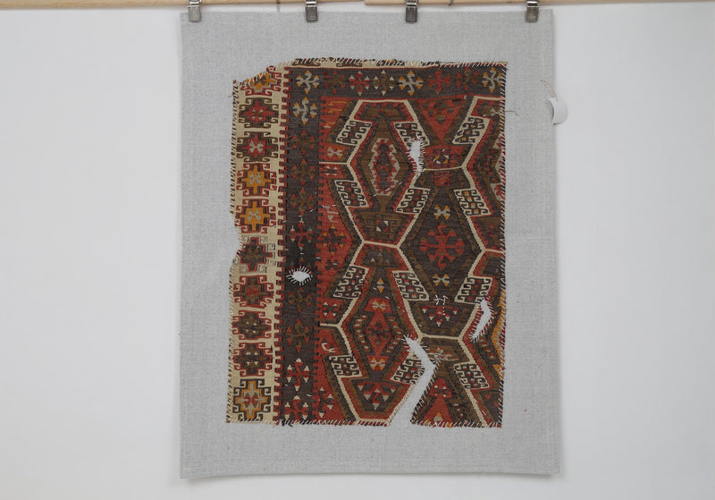 Vintage Turkish Kilim Tapestry Rug, Multicolor Geometric (3'5" x 4'2")